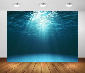 BELECO 10x6.5ft Fabric Blue Deep Ocean Backdrop Under The Sea Sun Rays Water Wave Ripple Underwater Background Undersea Diving Under The Sea Party Decors Birthday Shoot Photo Props