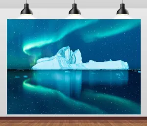 BELECO 10x8ft Fabric Iceberg Aurora Borealis Backdrop Polar Arctic Scene Greenland Alaska Glacier Northern Lights Starry Sky Background Winter Christmas Party Decorations Photoshoot Studio Props