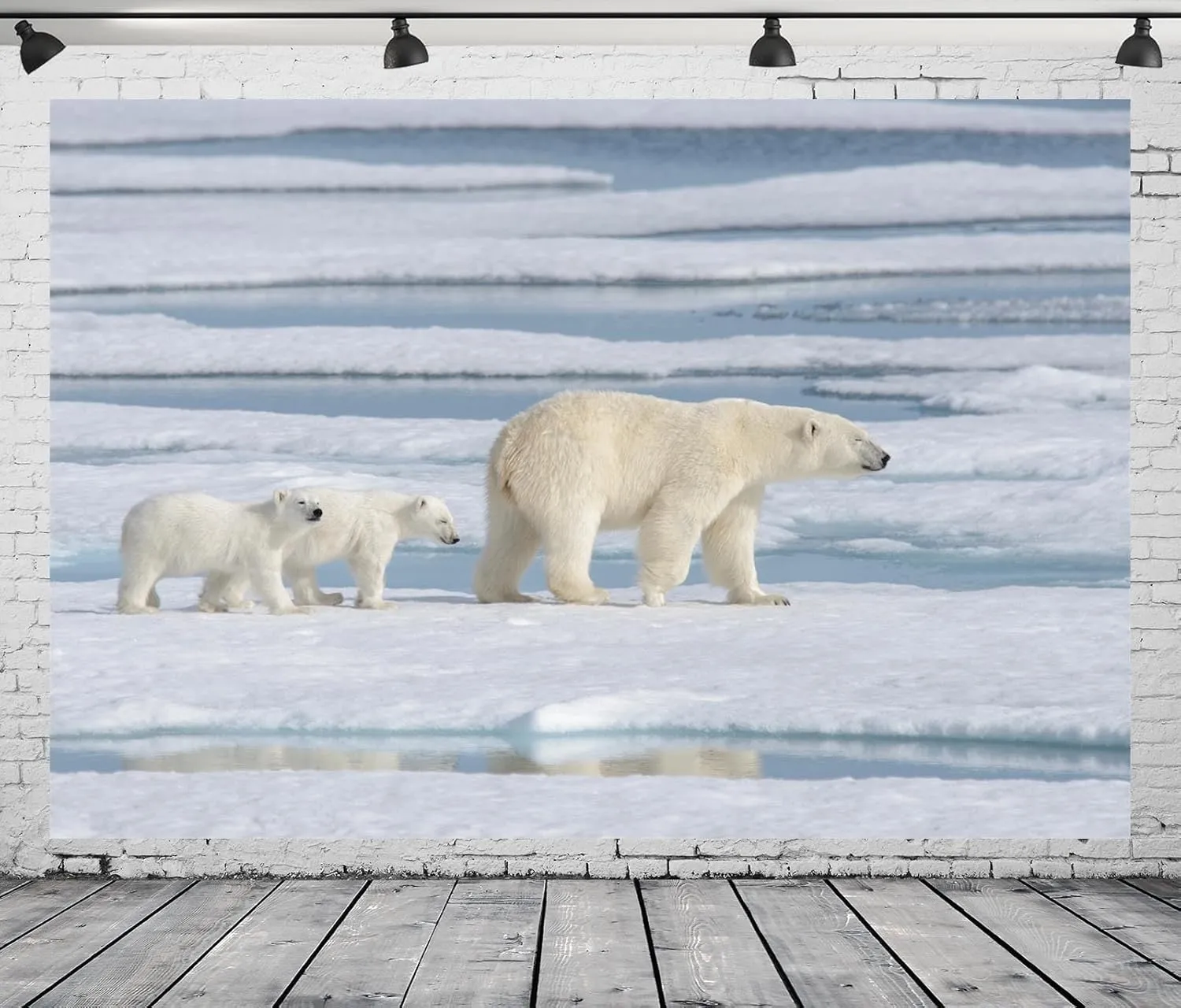 BELECO 10x8ft Fabric Polar Bears Backdrop Arctic Scene Ocean Ice Snow World Winter Background Polar Bear Theme Party Decorations Birthday Baby Shower Decor Banner Photoshoot Studio Props