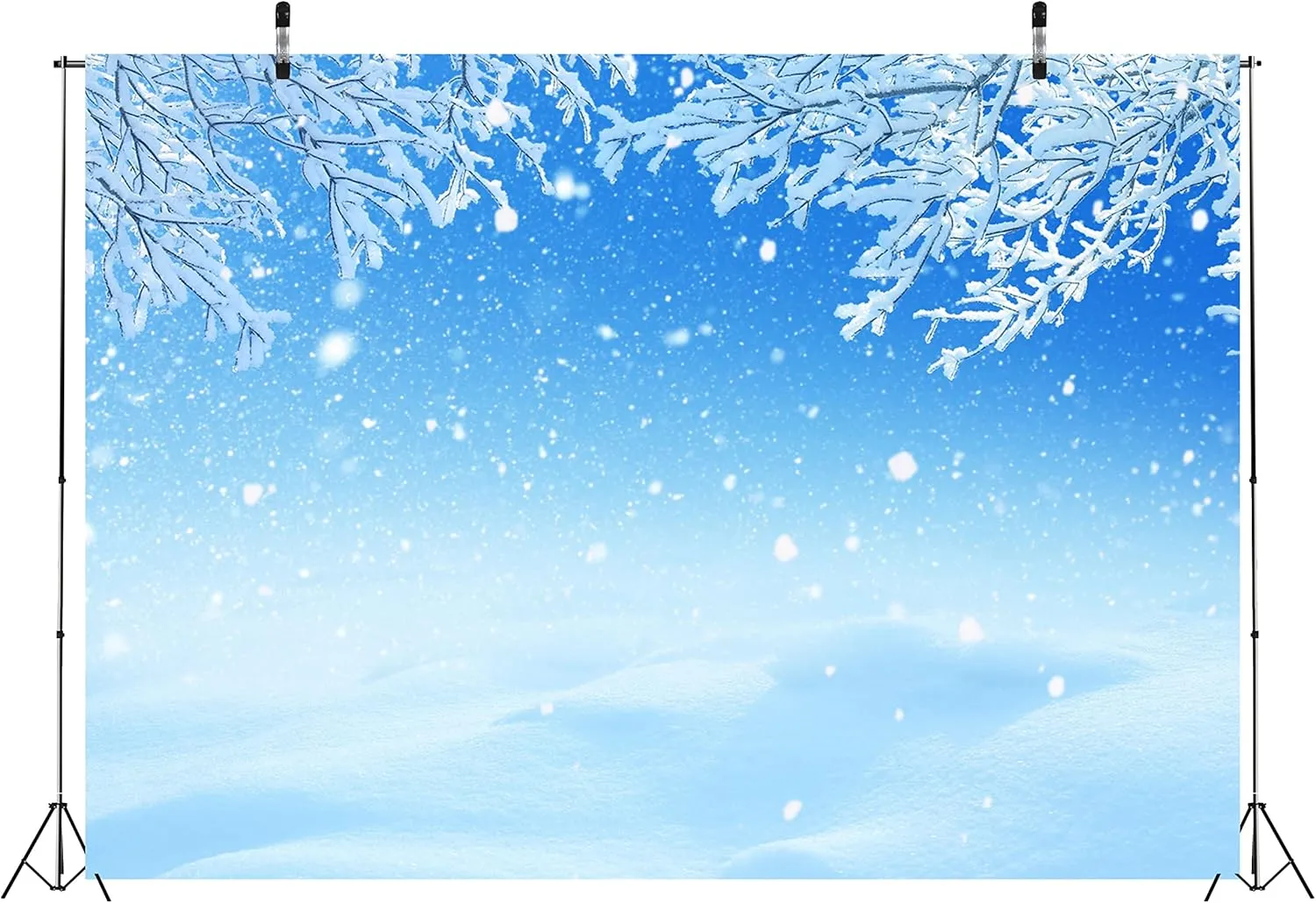 BELECO 12x10ft Fabric Winter Wonderland Snow and Ice Photography Backdrop Falling Snowflakes Frozen Trees Wintry Scene Background for Christmas New Year Party Decorations Holiday Outdoor Photo Props