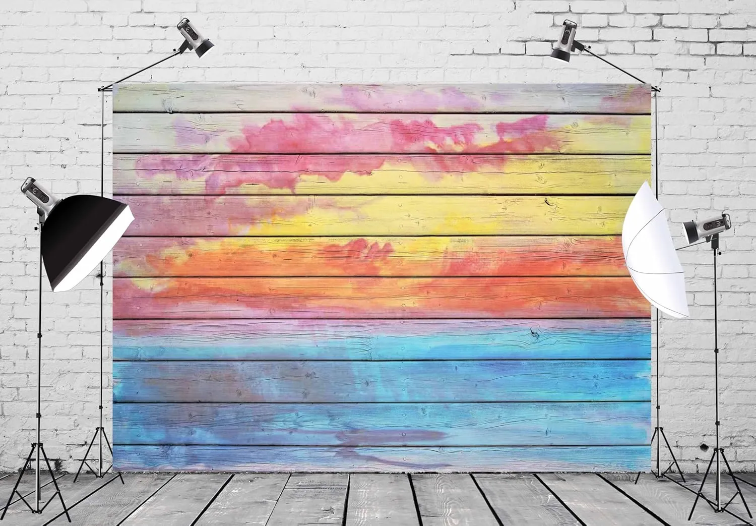 BELECO 12x8ft Fabric Graffiti Wood Backdrop Splash Paint Wood Planks Wooden Board Background Kids Adults Portrait Photoshoot Baby Shower Birthday Party Decoration Banner Backdrops Photo Booth Prop