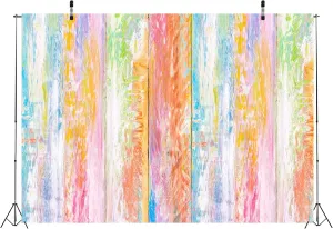 BELECO 12x8ft Fabric Graffiti Wood Backdrops for Photography Watercolor Paint Wood Planks Wooden Background Kid Boy Girl Baby Adult Artistic Portrait Photoshoot Birthday Party Decor Video Studio Props