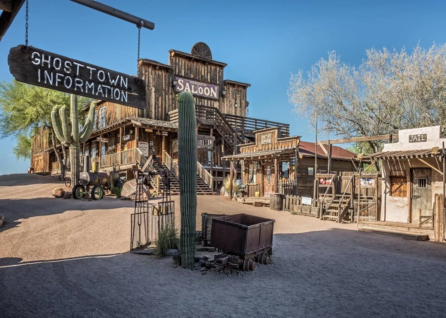 BELECO 12x8ft Fabric Western Ghost Town Backdrop Arizona Goldfield Town Street Saguaro Cactus Old Saloon Gallery Jail Background Cowboys Wild West Party Decorations Banner Photoshoot Studio Props