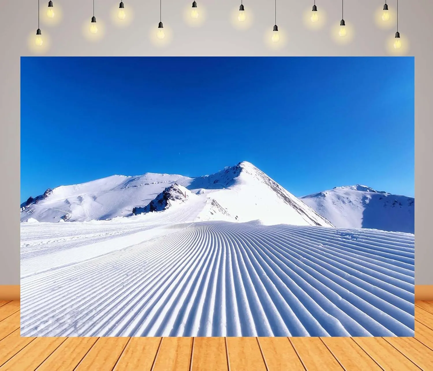 BELECO 12x8ft Fabric Winter Ski Mountain Backdrop Ski Track Mountain Slope Empty Ski Piste Background Ski Party Decorations Photo Booth Shoot Studio Props