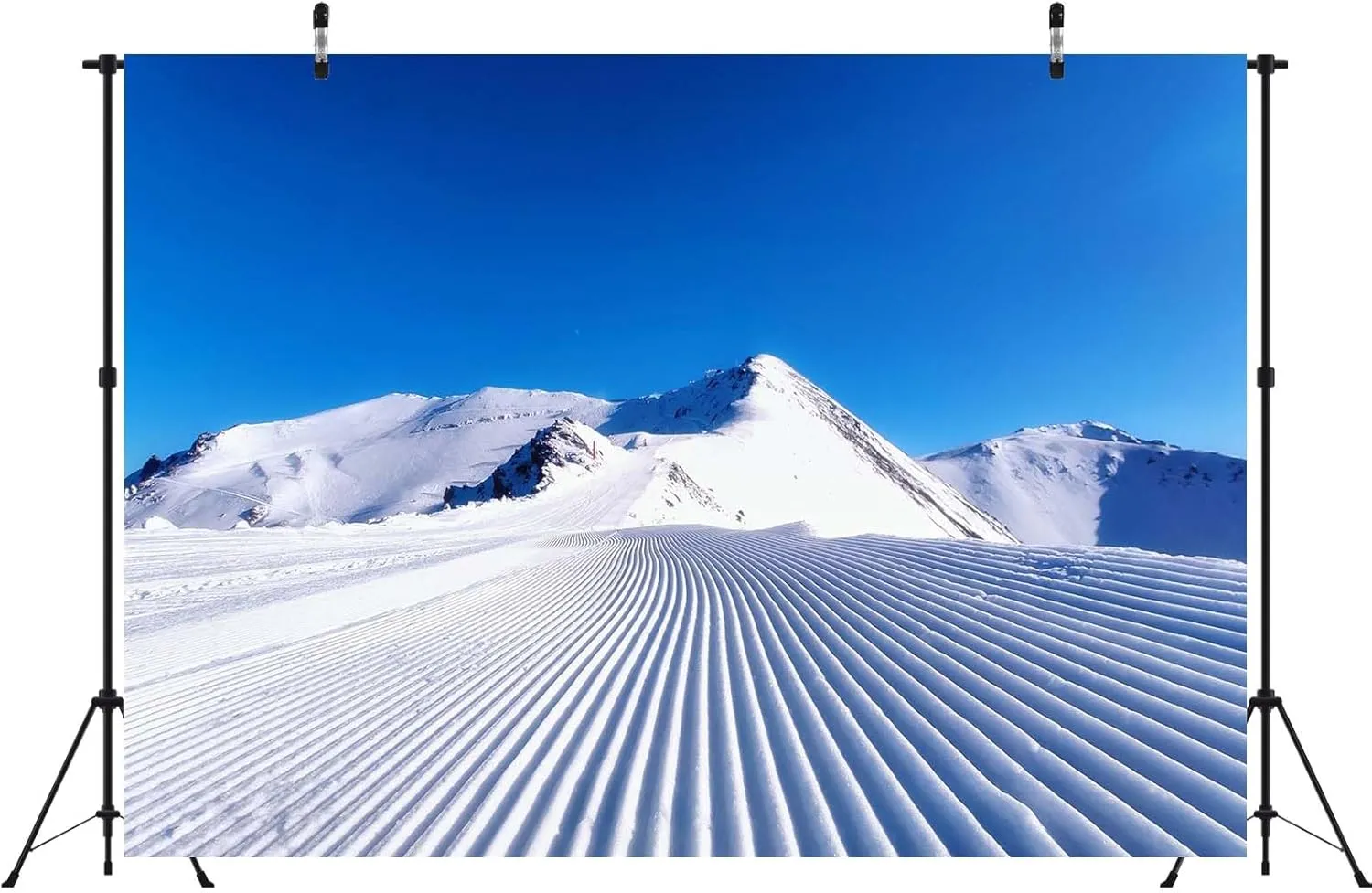 BELECO 12x8ft Fabric Winter Ski Mountain Backdrop Ski Track Mountain Slope Empty Ski Piste Background Ski Party Decorations Photo Booth Shoot Studio Props