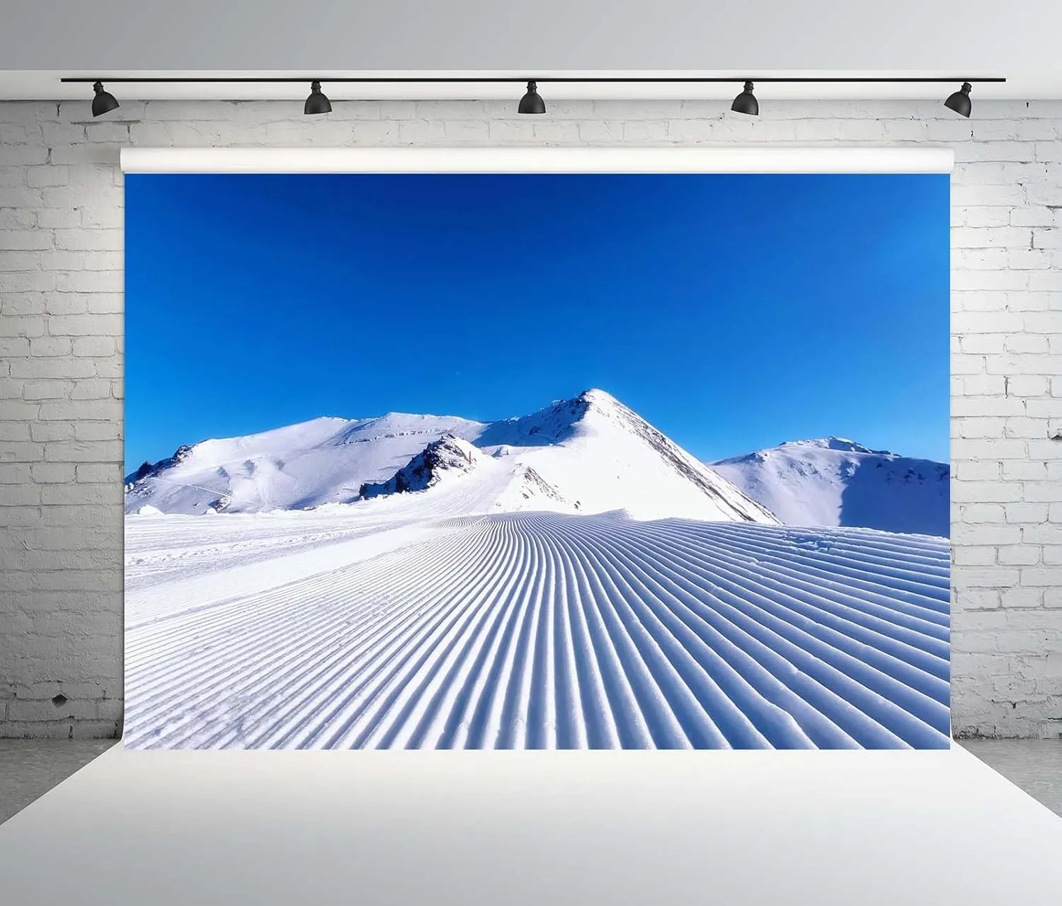 BELECO 12x8ft Fabric Winter Ski Mountain Backdrop Ski Track Mountain Slope Empty Ski Piste Background Ski Party Decorations Photo Booth Shoot Studio Props
