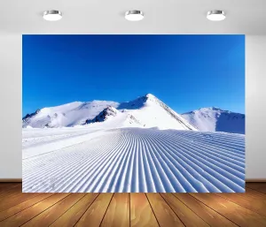 BELECO 12x8ft Fabric Winter Ski Mountain Backdrop Ski Track Mountain Slope Empty Ski Piste Background Ski Party Decorations Photo Booth Shoot Studio Props