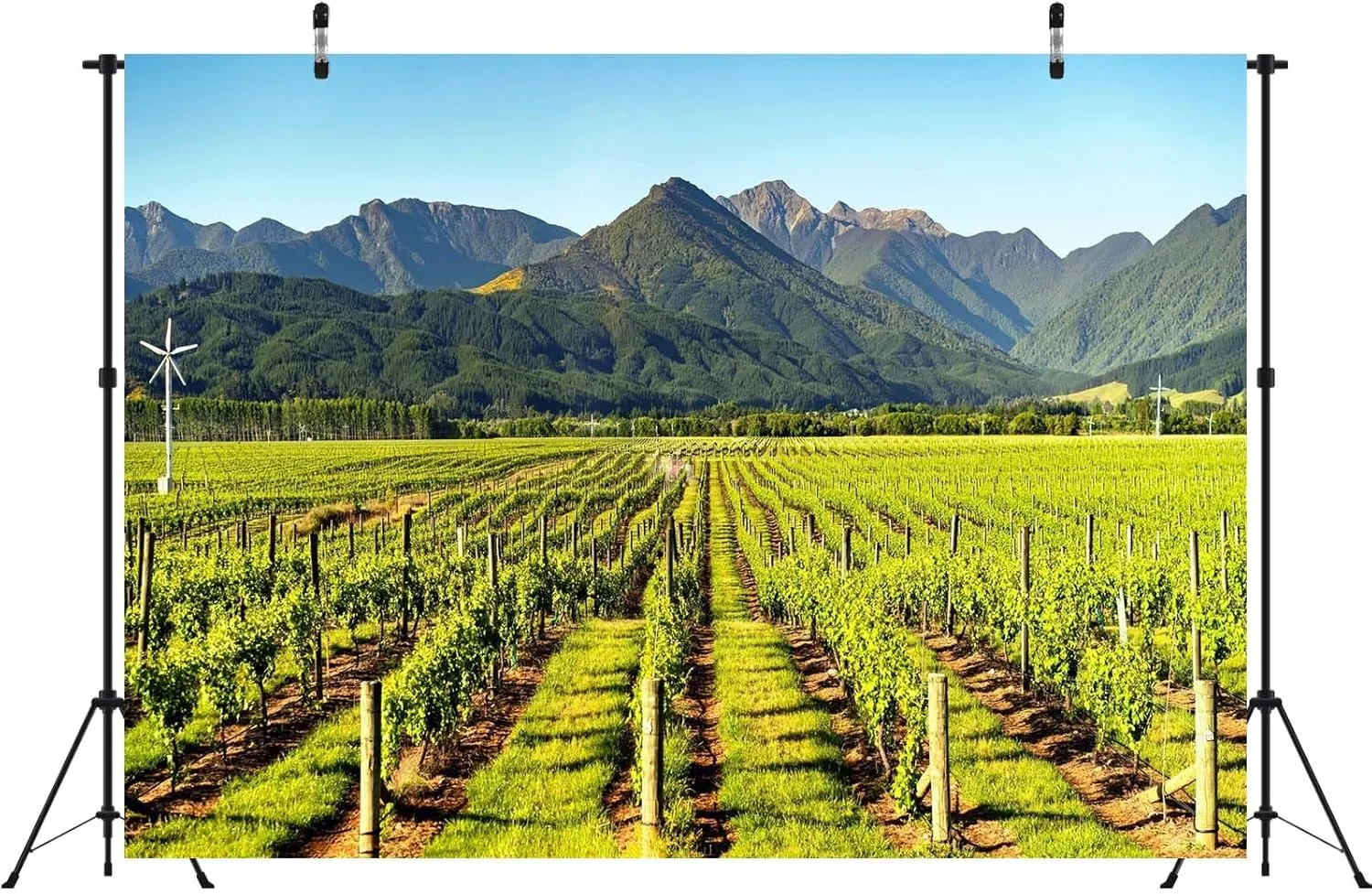 BELECO 17x10ft Fabric Italy Vineyards Backdrop Tuscany Green Grape Yard Mountain Scenery Background Italian Winery Theme Party Decorations Banner Photoshoot Props