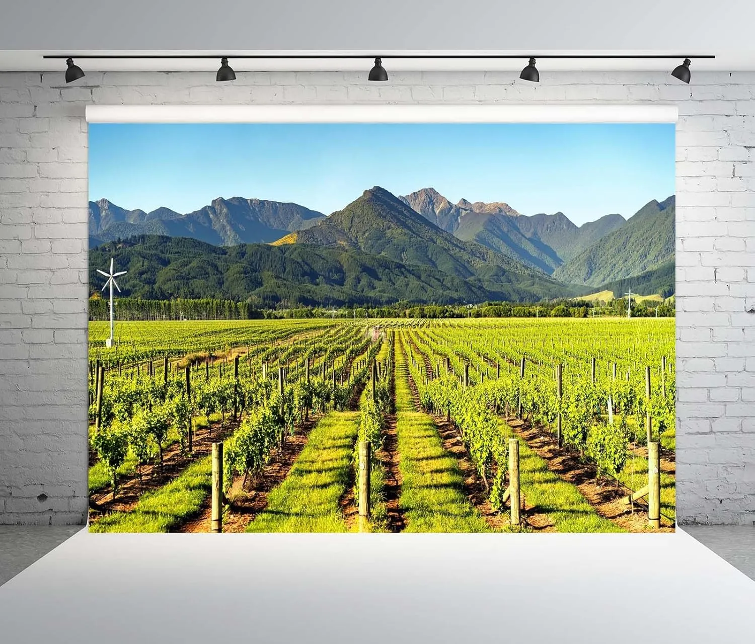 BELECO 17x10ft Fabric Italy Vineyards Backdrop Tuscany Green Grape Yard Mountain Scenery Background Italian Winery Theme Party Decorations Banner Photoshoot Props