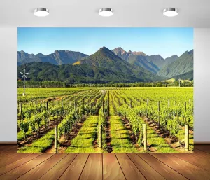 BELECO 17x10ft Fabric Italy Vineyards Backdrop Tuscany Green Grape Yard Mountain Scenery Background Italian Winery Theme Party Decorations Banner Photoshoot Props