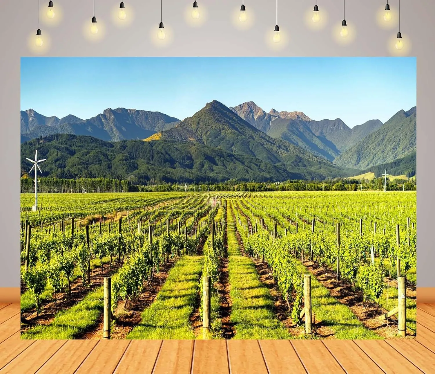 BELECO 17x10ft Fabric Italy Vineyards Backdrop Tuscany Green Grape Yard Mountain Scenery Background Italian Winery Theme Party Decorations Banner Photoshoot Props