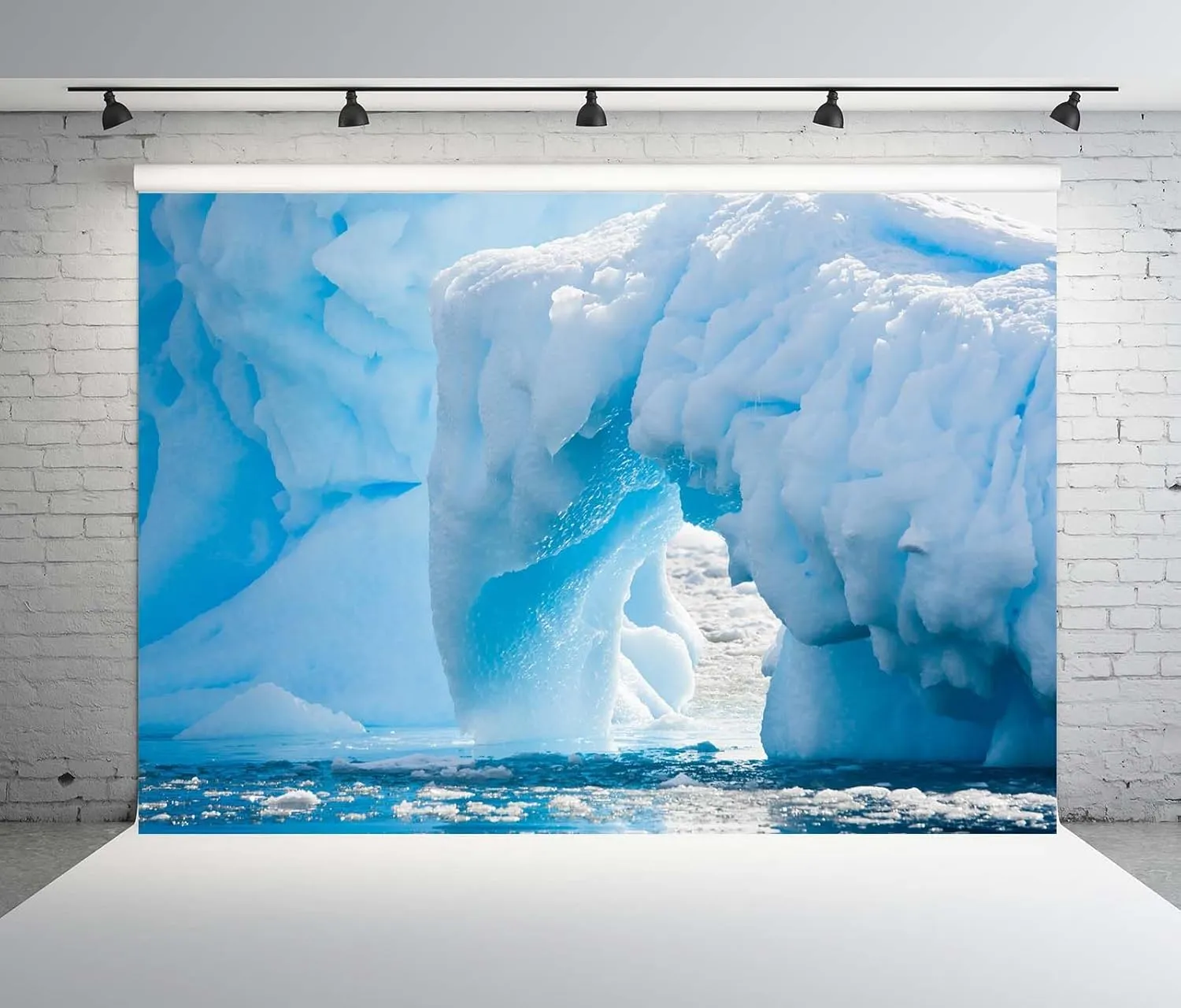 BELECO 6x4ft Fabric Polar White Iceberg Backdrop Antarctic Ocean Glacier ICY Cliff Snowy Mountains Snow Ice World Arctic Background Winter Polar Sea Nature Scenery Photography Studio Props