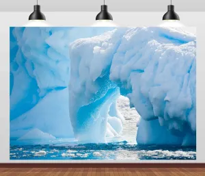 BELECO 6x4ft Fabric Polar White Iceberg Backdrop Antarctic Ocean Glacier ICY Cliff Snowy Mountains Snow Ice World Arctic Background Winter Polar Sea Nature Scenery Photography Studio Props