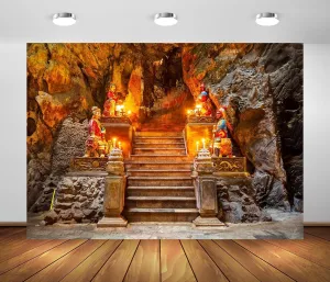 BELECO 6x4ft Fabric Vietnam Marble Mountains Cave Backdrop Marble Mountain at Da Nang City Background Religious Shoot Vietnam Travel Photo Booth Shoot Studio Props