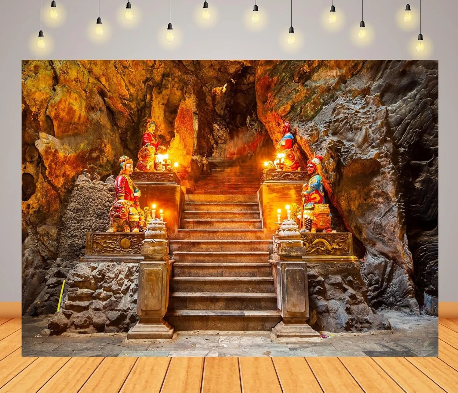 BELECO 6x4ft Fabric Vietnam Marble Mountains Cave Backdrop Marble Mountain at Da Nang City Background Religious Shoot Vietnam Travel Photo Booth Shoot Studio Props
