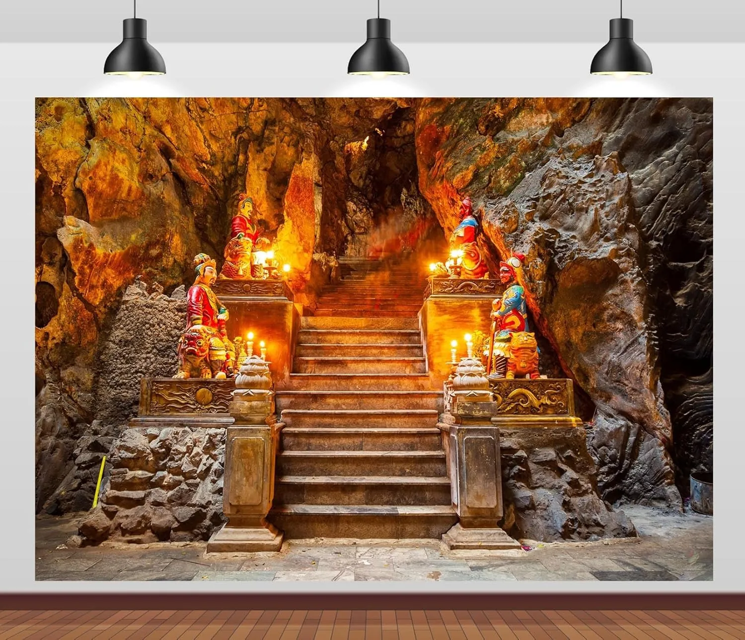 BELECO 6x4ft Fabric Vietnam Marble Mountains Cave Backdrop Marble Mountain at Da Nang City Background Religious Shoot Vietnam Travel Photo Booth Shoot Studio Props