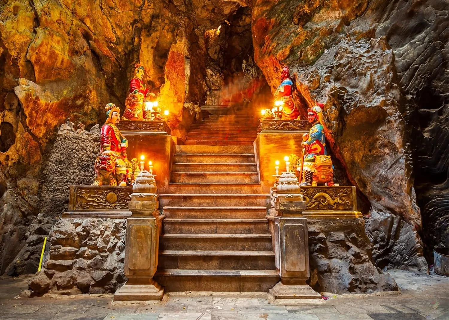 BELECO 6x4ft Fabric Vietnam Marble Mountains Cave Backdrop Marble Mountain at Da Nang City Background Religious Shoot Vietnam Travel Photo Booth Shoot Studio Props