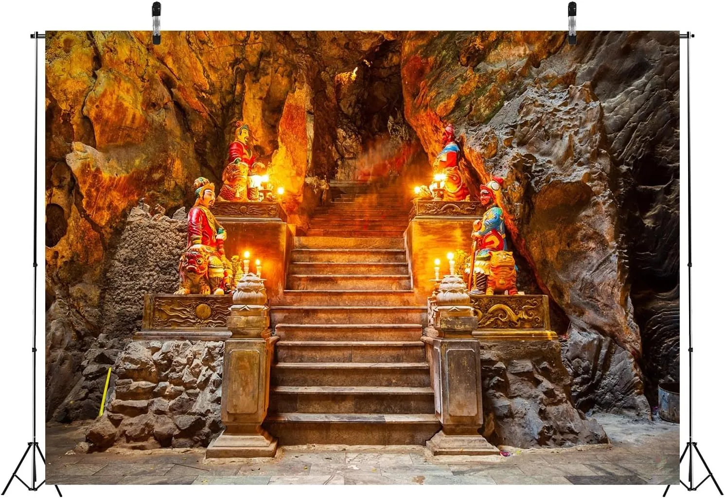 BELECO 6x4ft Fabric Vietnam Marble Mountains Cave Backdrop Marble Mountain at Da Nang City Background Religious Shoot Vietnam Travel Photo Booth Shoot Studio Props