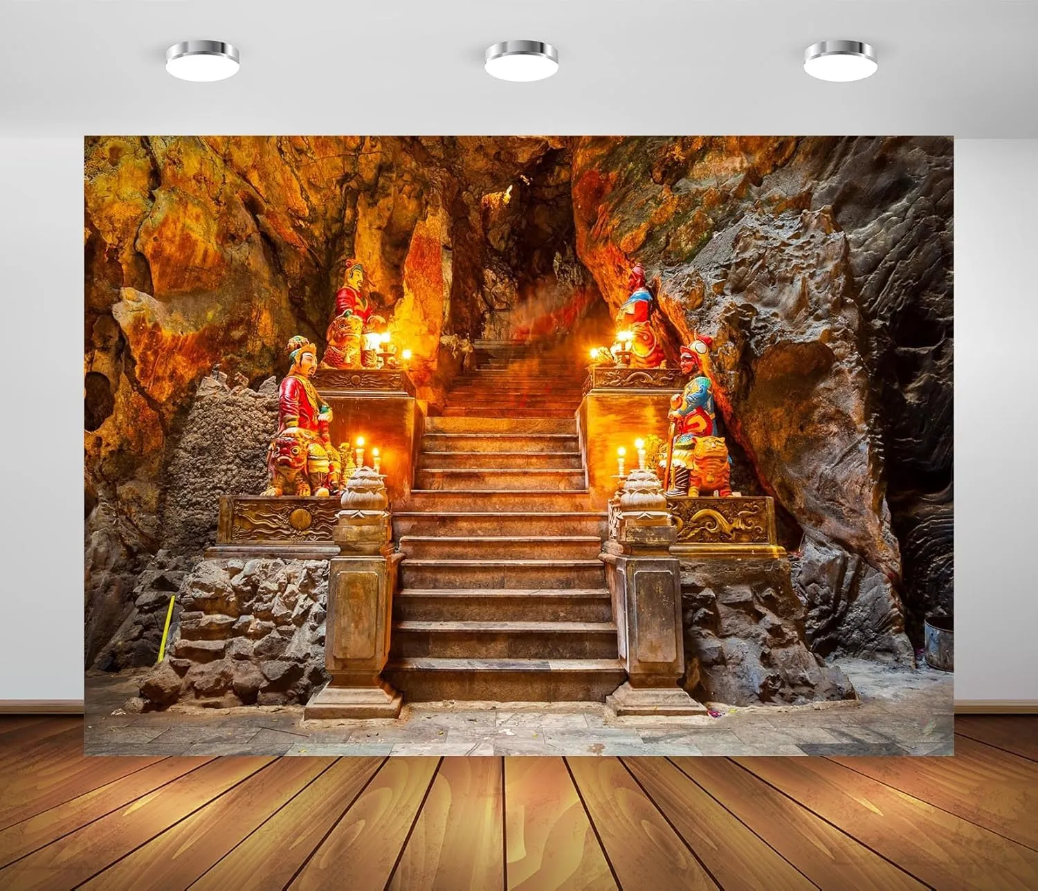 BELECO 6x4ft Fabric Vietnam Marble Mountains Cave Backdrop Marble Mountain at Da Nang City Background Religious Shoot Vietnam Travel Photo Booth Shoot Studio Props