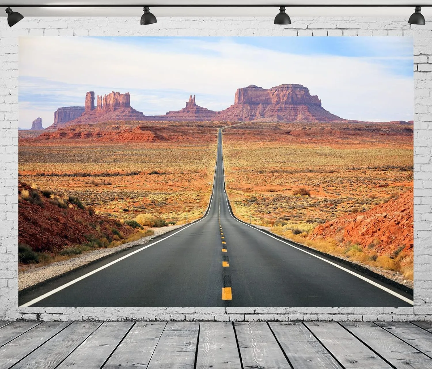 BELECO 7x5ft Fabric Arizona Backdrop Desert Road to Monument Valley, Country Highway Utah Photography Background Western American Travel Portrait Photoshoot Studio Props Wallpaper