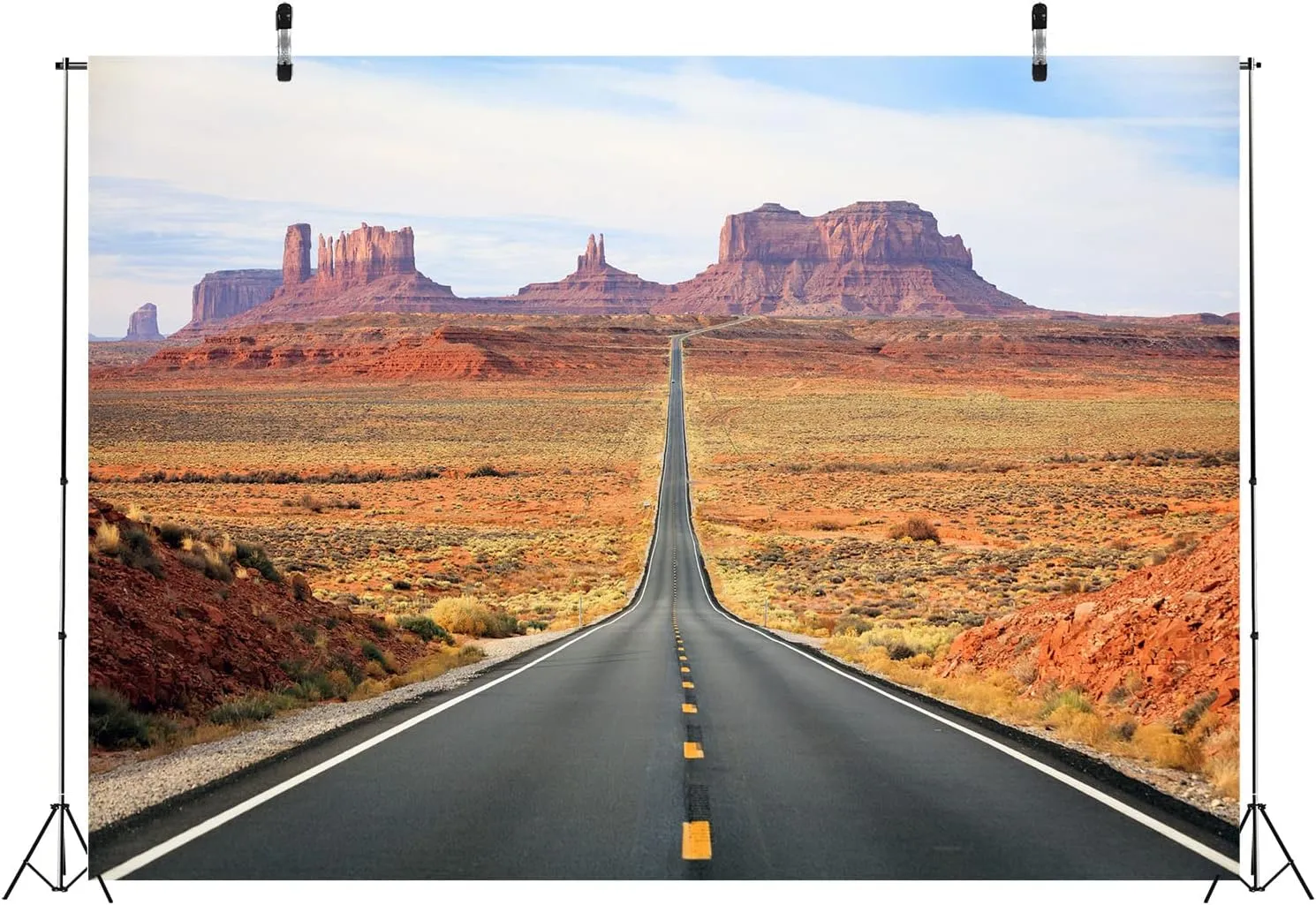 BELECO 7x5ft Fabric Arizona Backdrop Desert Road to Monument Valley, Country Highway Utah Photography Background Western American Travel Portrait Photoshoot Studio Props Wallpaper