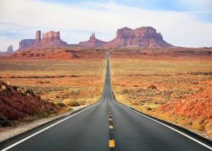 BELECO 7x5ft Fabric Arizona Backdrop Desert Road to Monument Valley, Country Highway Utah Photography Background Western American Travel Portrait Photoshoot Studio Props Wallpaper