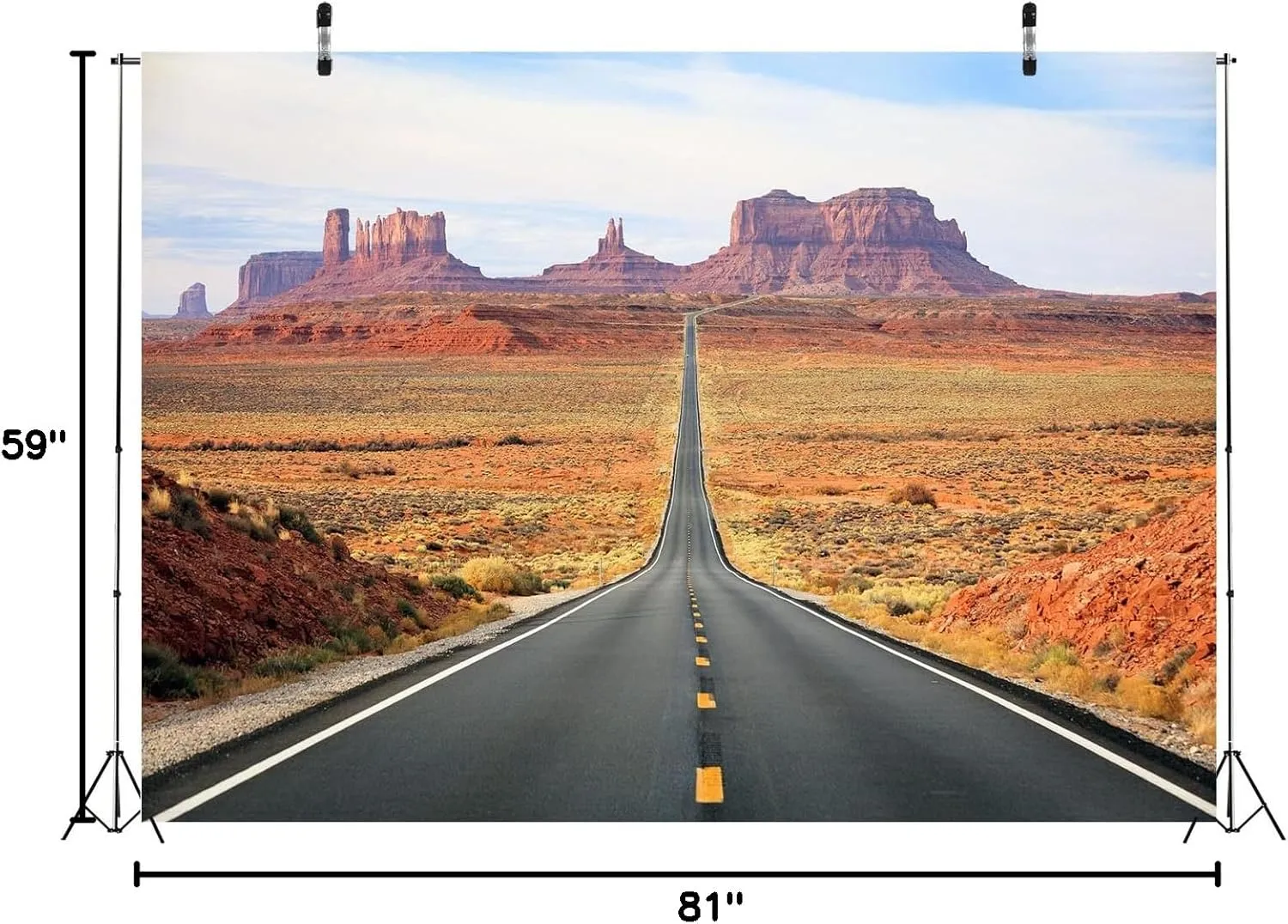 BELECO 7x5ft Fabric Arizona Backdrop Desert Road to Monument Valley, Country Highway Utah Photography Background Western American Travel Portrait Photoshoot Studio Props Wallpaper