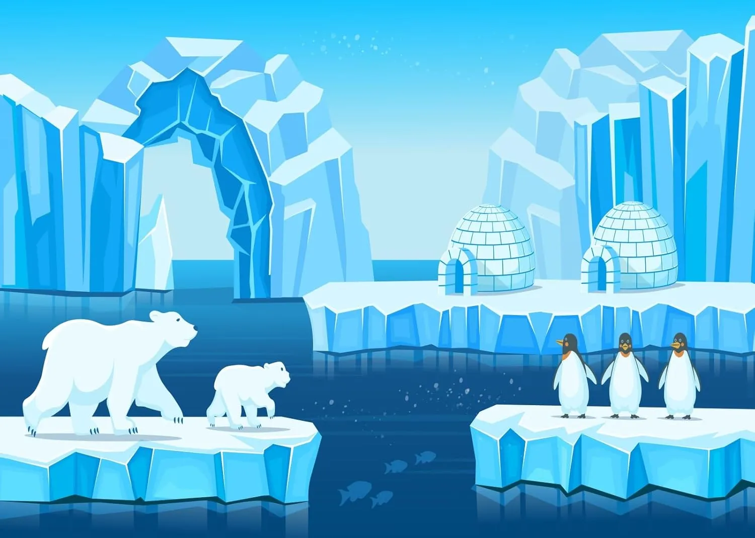 BELECO 7x5ft Fabric Cartoon Arctic Ice and Snow World Backdrop Polar Bears Penguins Icebergs Igloo Background Arctic Theme Party Decorations Kids Children Birthday Shoot Photo Booth Studio Props