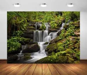 BELECO 7x5ft Fabric Jungle Waterfall Backdrop Tropical Rainforest Water Stream River Rocks Background Waterfalls Backdrop Decor Photo Studio Shoot Props