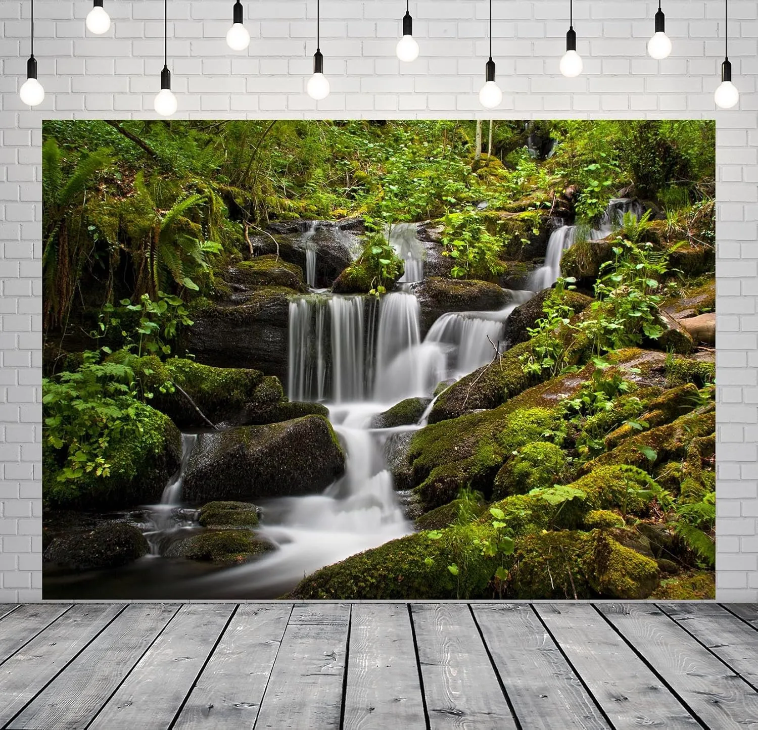 BELECO 7x5ft Fabric Jungle Waterfall Backdrop Tropical Rainforest Water Stream River Rocks Background Waterfalls Backdrop Decor Photo Studio Shoot Props