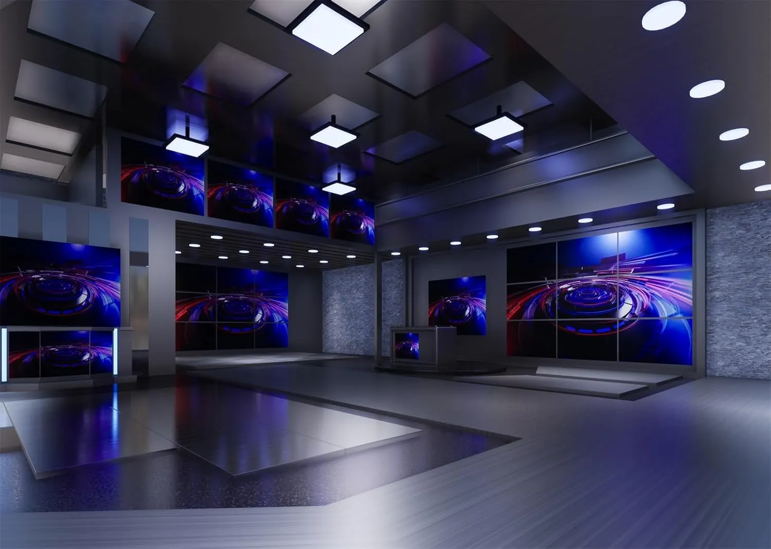 BELECO 7x5ft Fabric News Studio Backdrop Virtual Media Newsroom TV Shows Anchor Background Broadcast Video YouTube Photoshoot Studio Booth Props