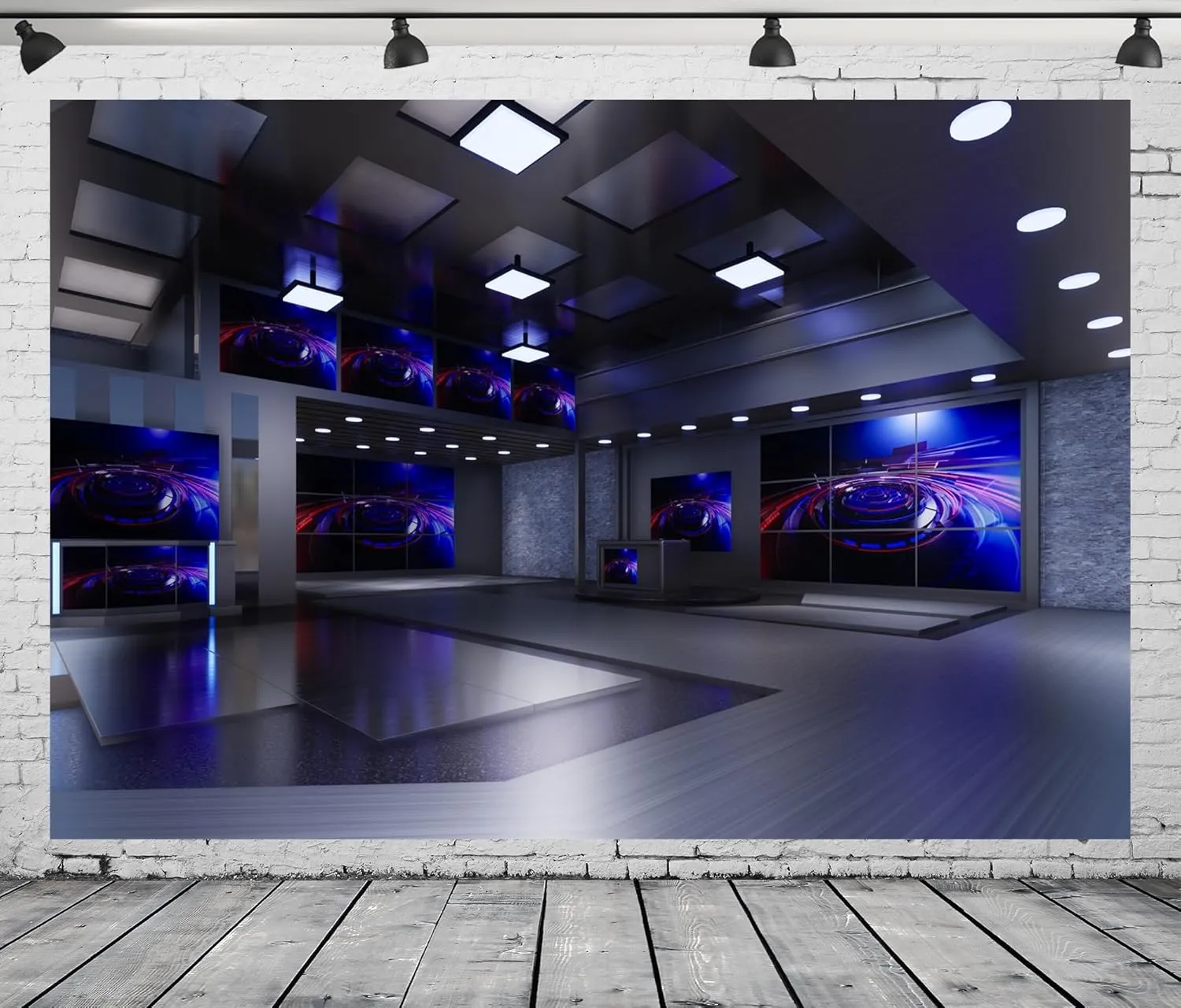 BELECO 7x5ft Fabric News Studio Backdrop Virtual Media Newsroom TV Shows Anchor Background Broadcast Video YouTube Photoshoot Studio Booth Props
