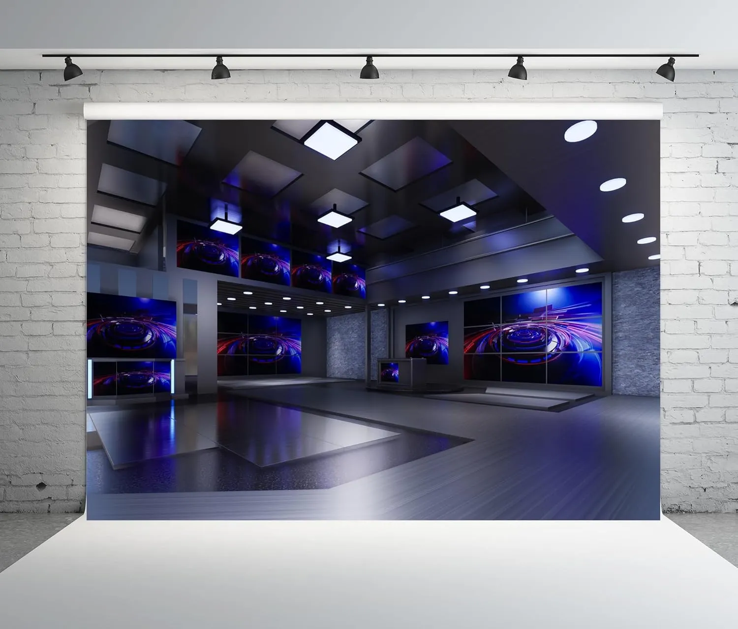 BELECO 7x5ft Fabric News Studio Backdrop Virtual Media Newsroom TV Shows Anchor Background Broadcast Video YouTube Photoshoot Studio Booth Props