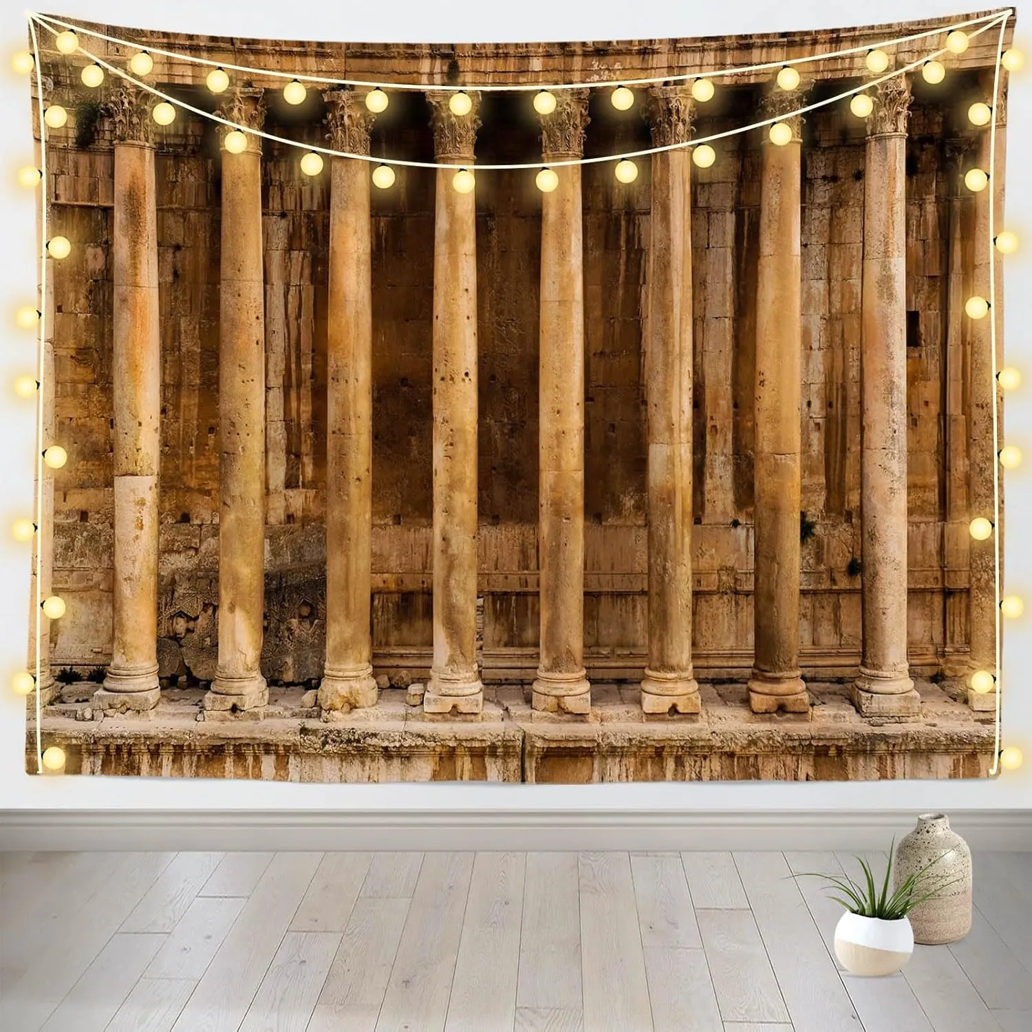 BELECO 7x5ft Fabric Roman Temple Backdrop Bacchus Temple in Baalbek Backdrop Columns of Temple Ruins Ancient Rome Culture Background Roman Party Decorations Photo Booth Props