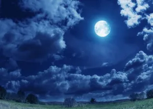 BELECO 7x5ft Fabric Starry Night Full Moon Backdrop Cloudy Sky Green Grassland Nature Background Outdoor Camping Picnic Party Decorations Photo Props