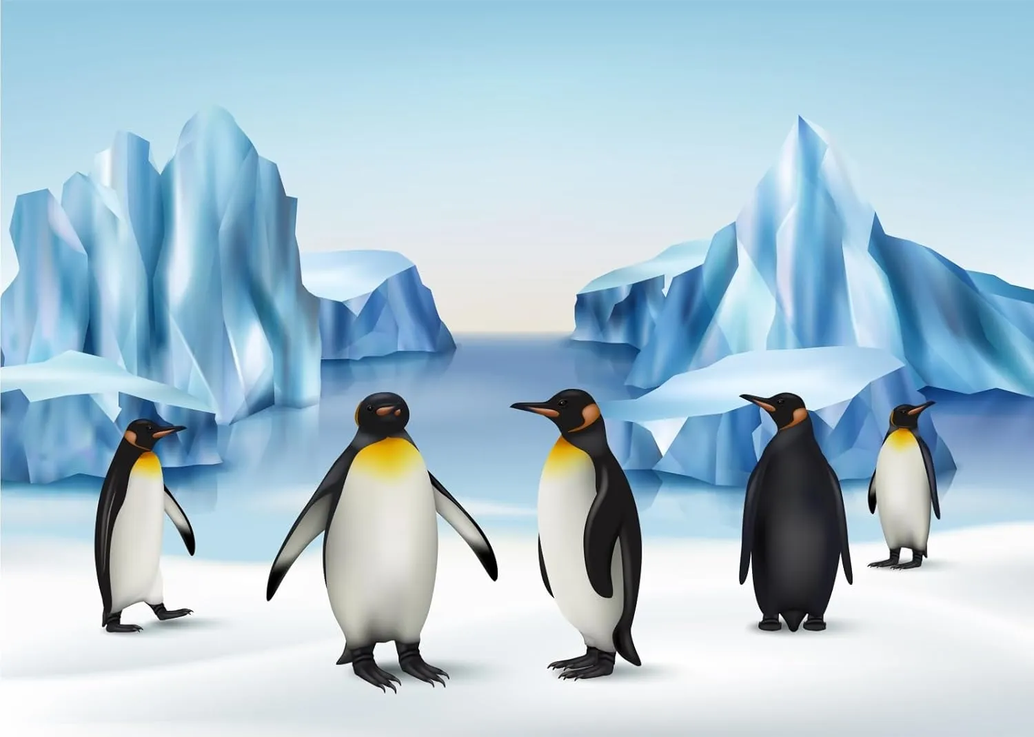 BELECO 8x6ft Fabric Cartoon Penguins Backdrop Polar Scene Arctic Ice Rocks Iceberg Antarctica Glacier Background for Photography Ice and Snow World Decorations Kids Portrait Photo Studio Props