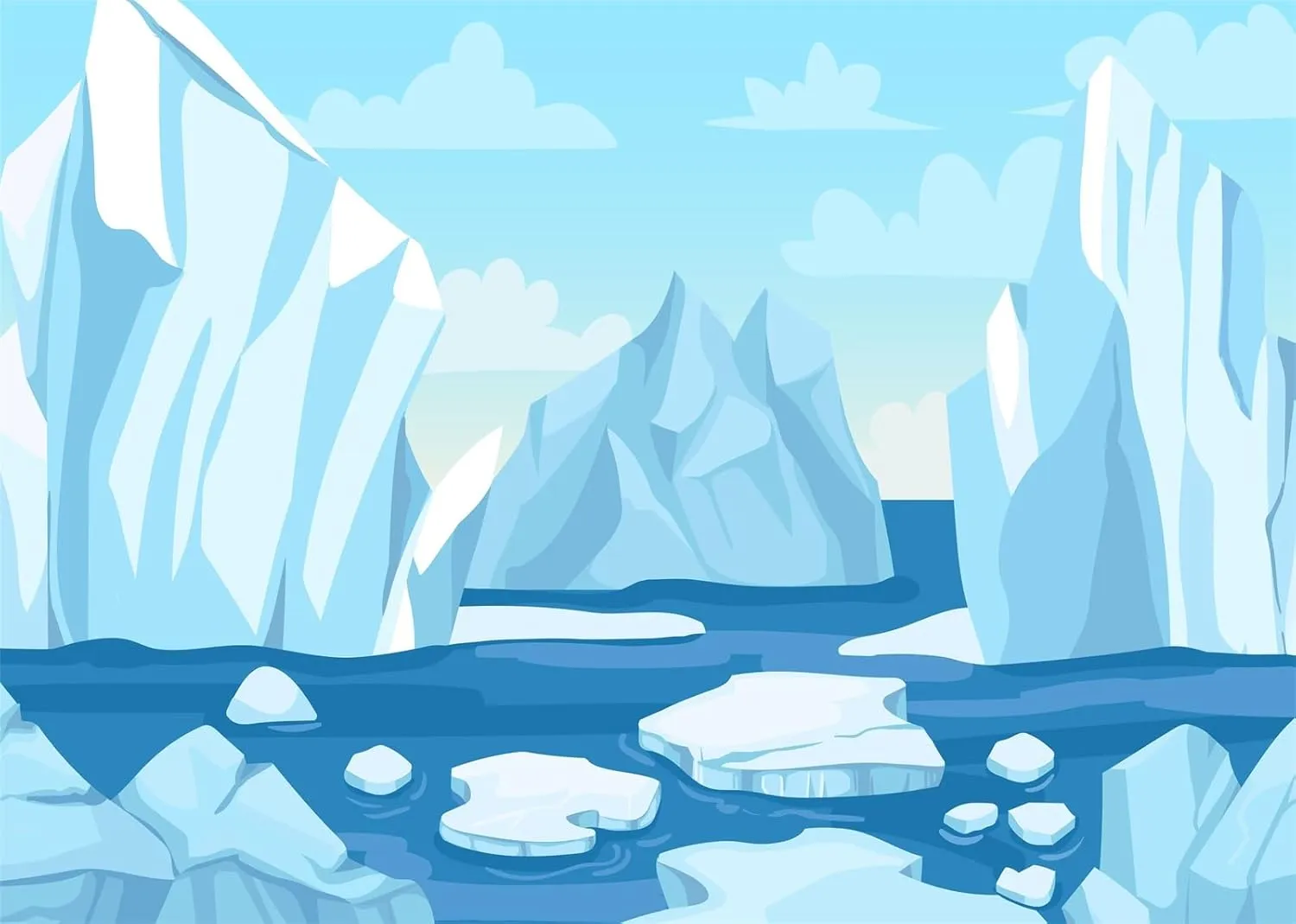 BELECO 9x6ft Fabric Cartoon Arctic Winter Scene Backdrop Icebergs Glacier and ICY Cliff Snow Mountains Polar Nature Background Christmas New Year Party Decorations Kids Adults Photo Studio Props