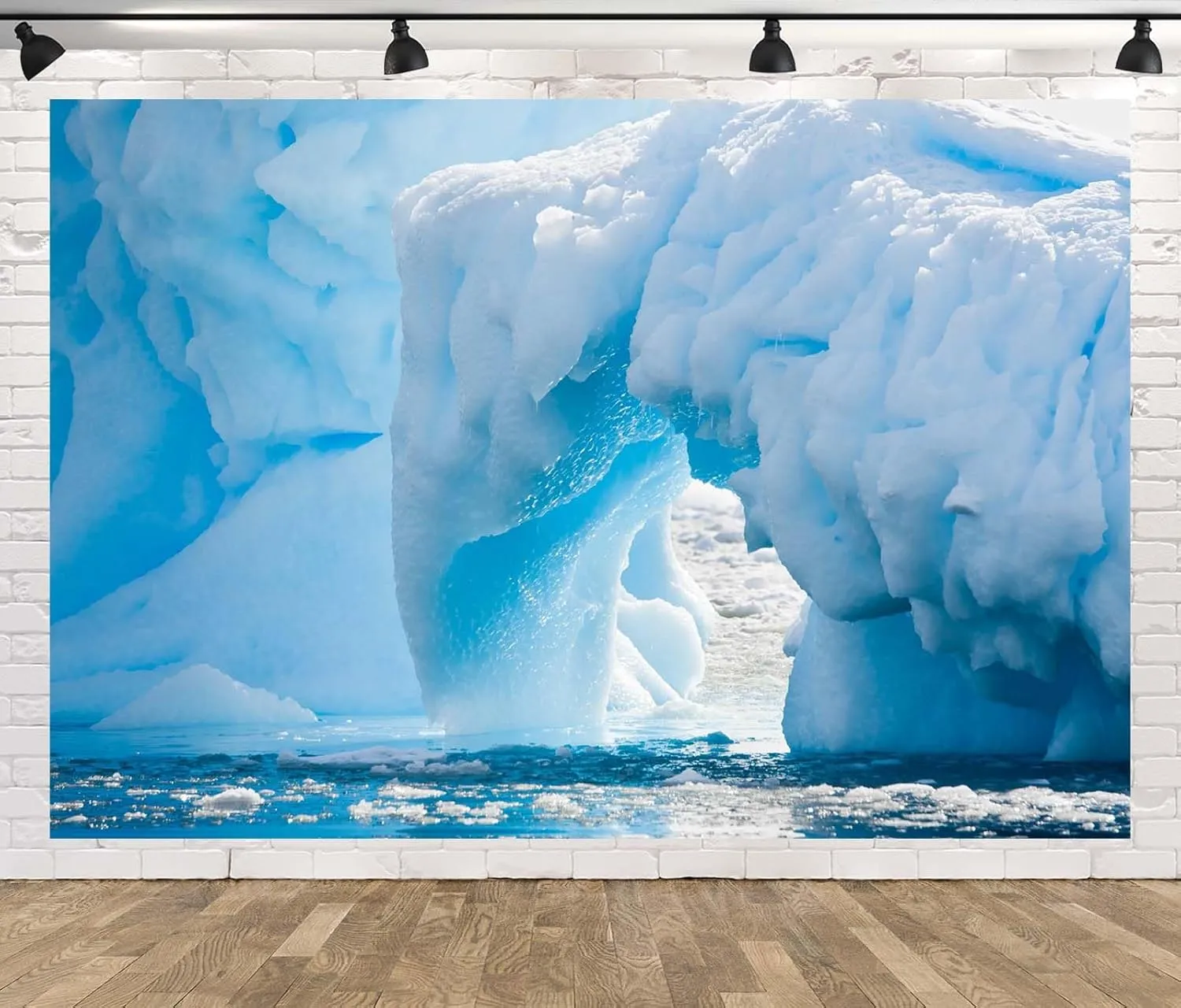 BELECO 9x6ft Fabric Polar White Iceberg Backdrop Antarctic Ocean Glacier ICY Cliff Snowy Mountains Snow Ice World Arctic Background Winter Polar Sea Nature Scenery Photography Studio Props