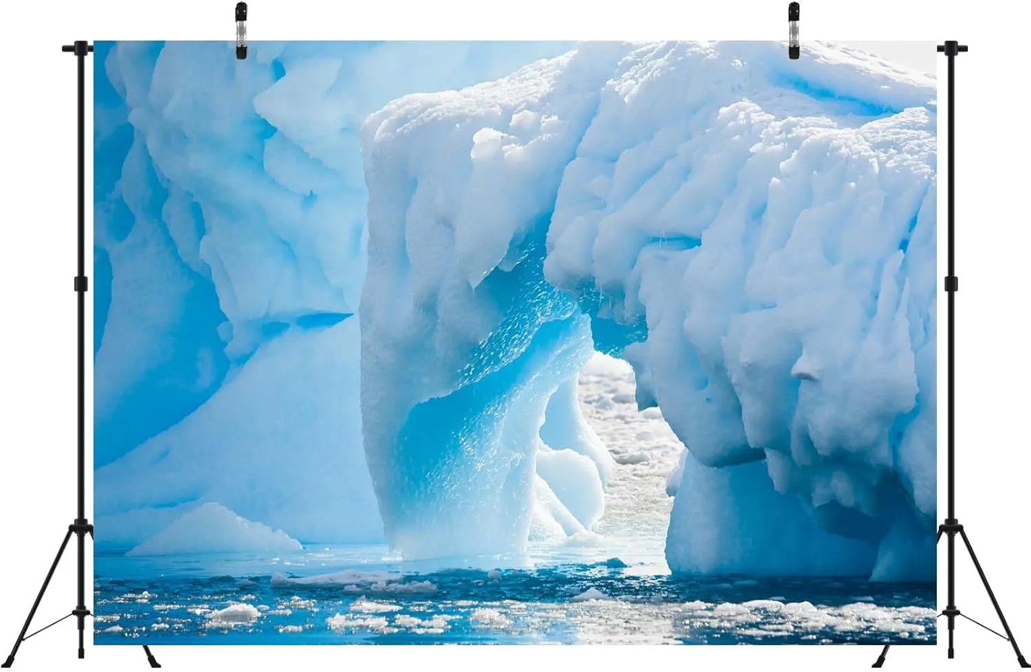 BELECO 9x6ft Fabric Polar White Iceberg Backdrop Antarctic Ocean Glacier ICY Cliff Snowy Mountains Snow Ice World Arctic Background Winter Polar Sea Nature Scenery Photography Studio Props