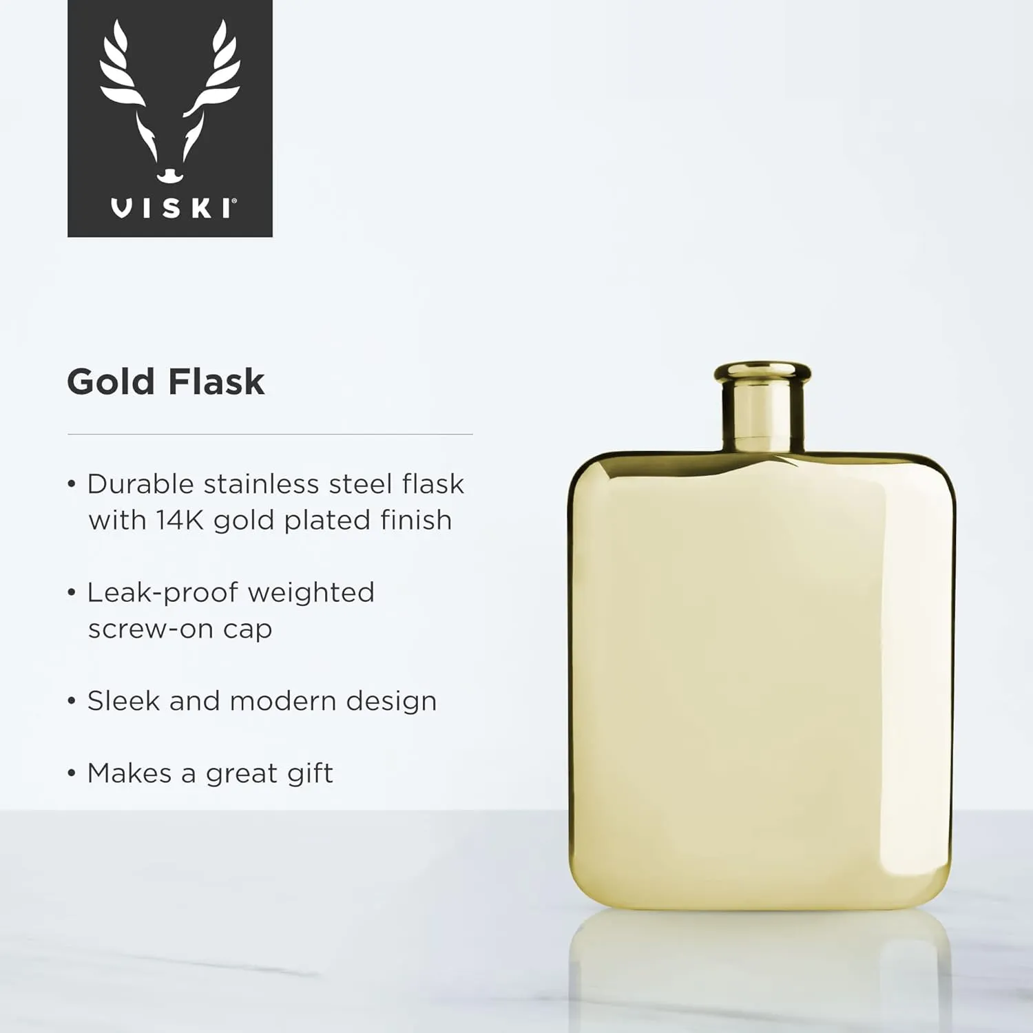 Belmont Gold Plated Flask by Viski – (6 oz. capacity)