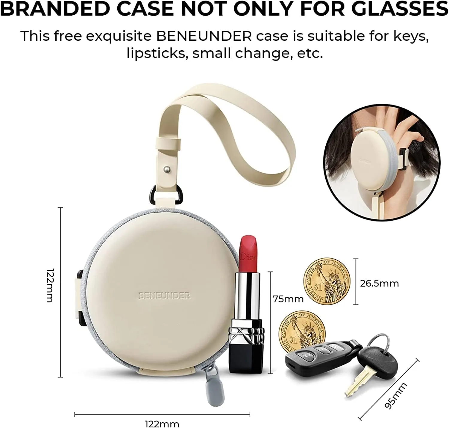 BENEUNDER Polarized Sunglasses for Men Women, Ultra Lightweight Folding Sunglasses with Organizer
