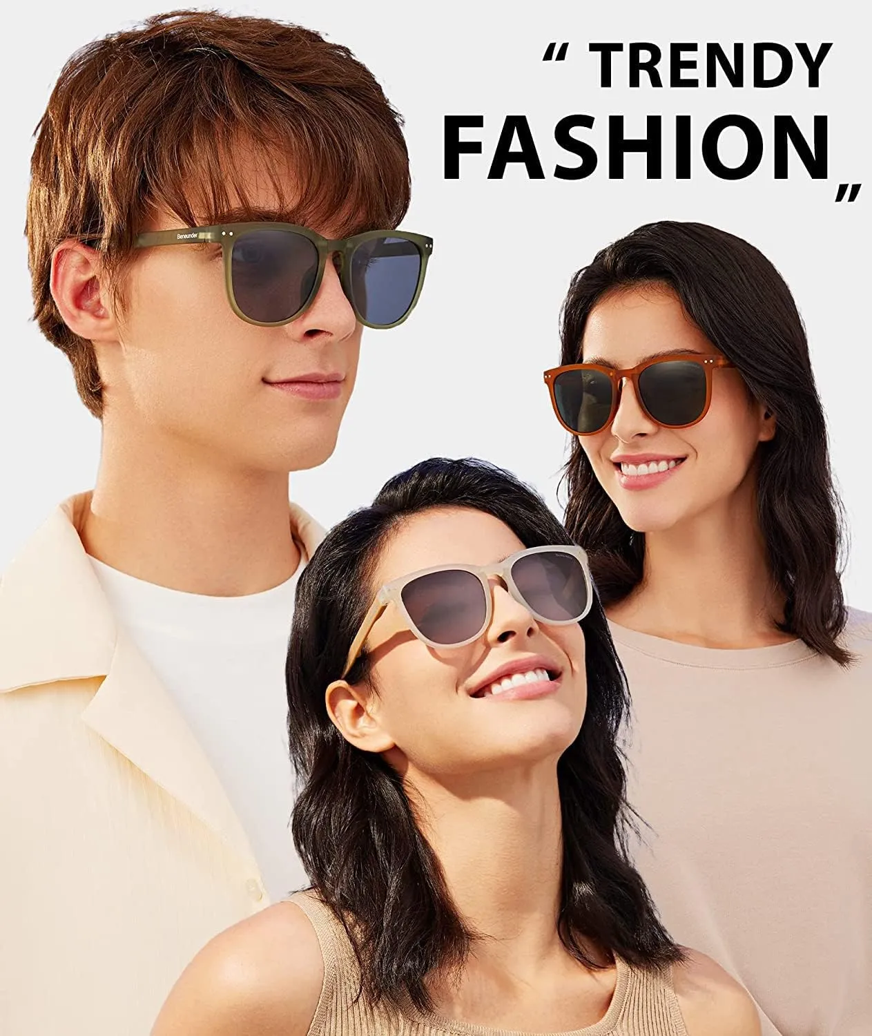 BENEUNDER Polarized Sunglasses for Men Women, Ultra Lightweight Folding Sunglasses with Organizer