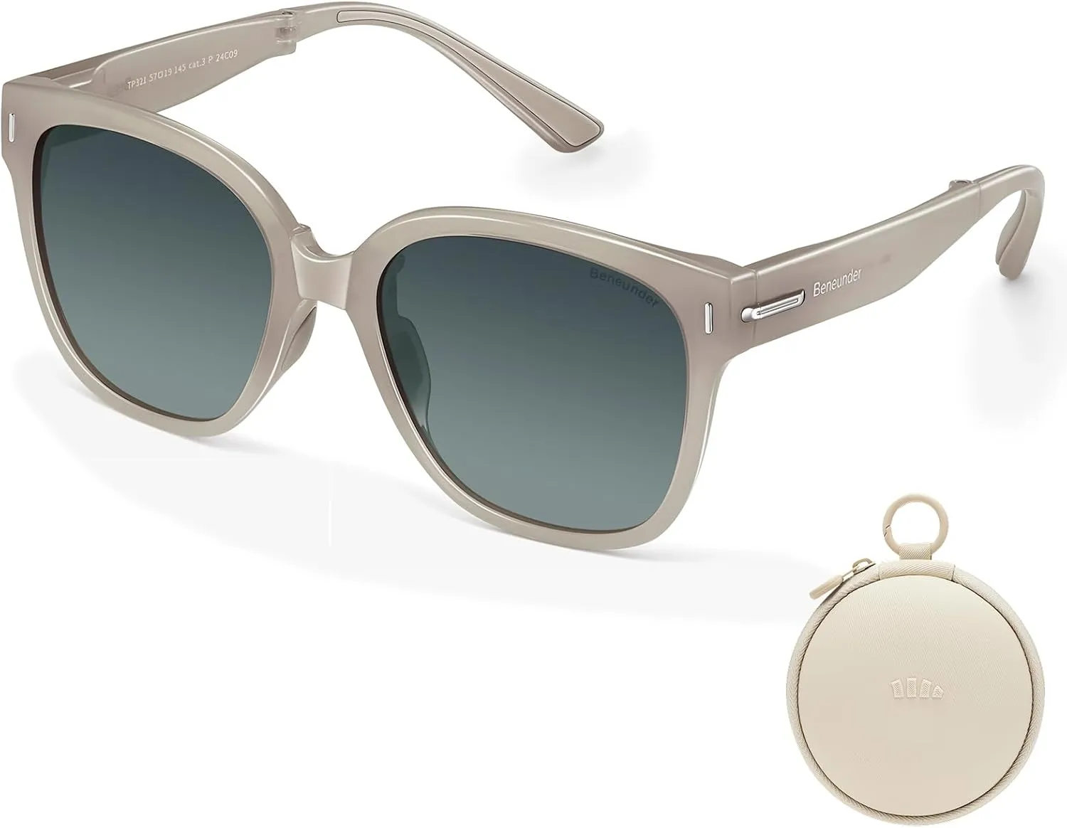 BENEUNDER Polarized Sunglasses for Men Women, Ultra Lightweight Folding Sunglasses with Organizer