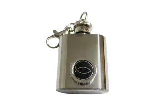Black and Silver Toned Religious Ichthys Fish 1 Oz. Stainless Steel Key Chain flask
