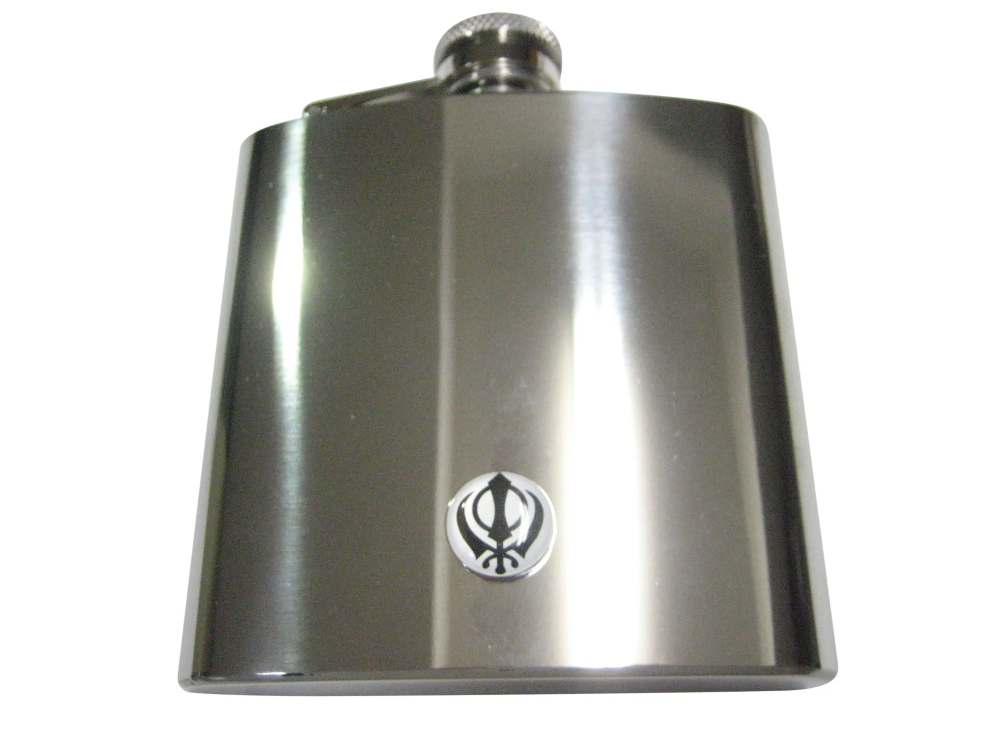 Black and White Toned Khanda Sikh 6oz Flask