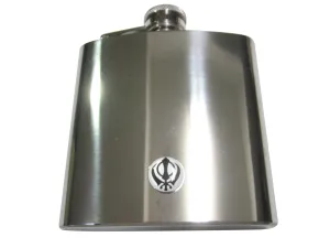 Black and White Toned Khanda Sikh 6oz Flask