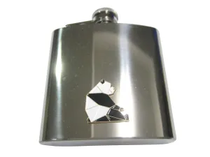 Black and White Toned Origami Sitting Panda 6oz Flask