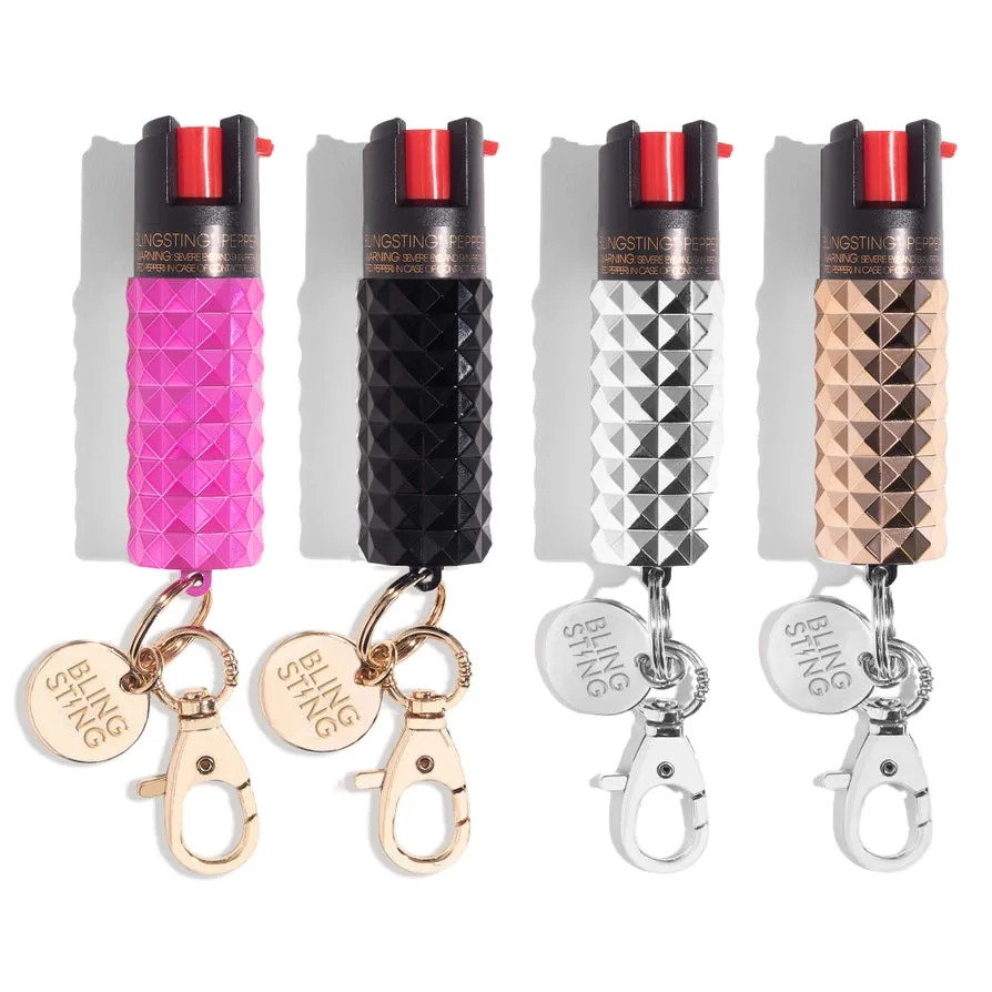 Bling Sting Metallic Studded Pepper Spray Rose Gold