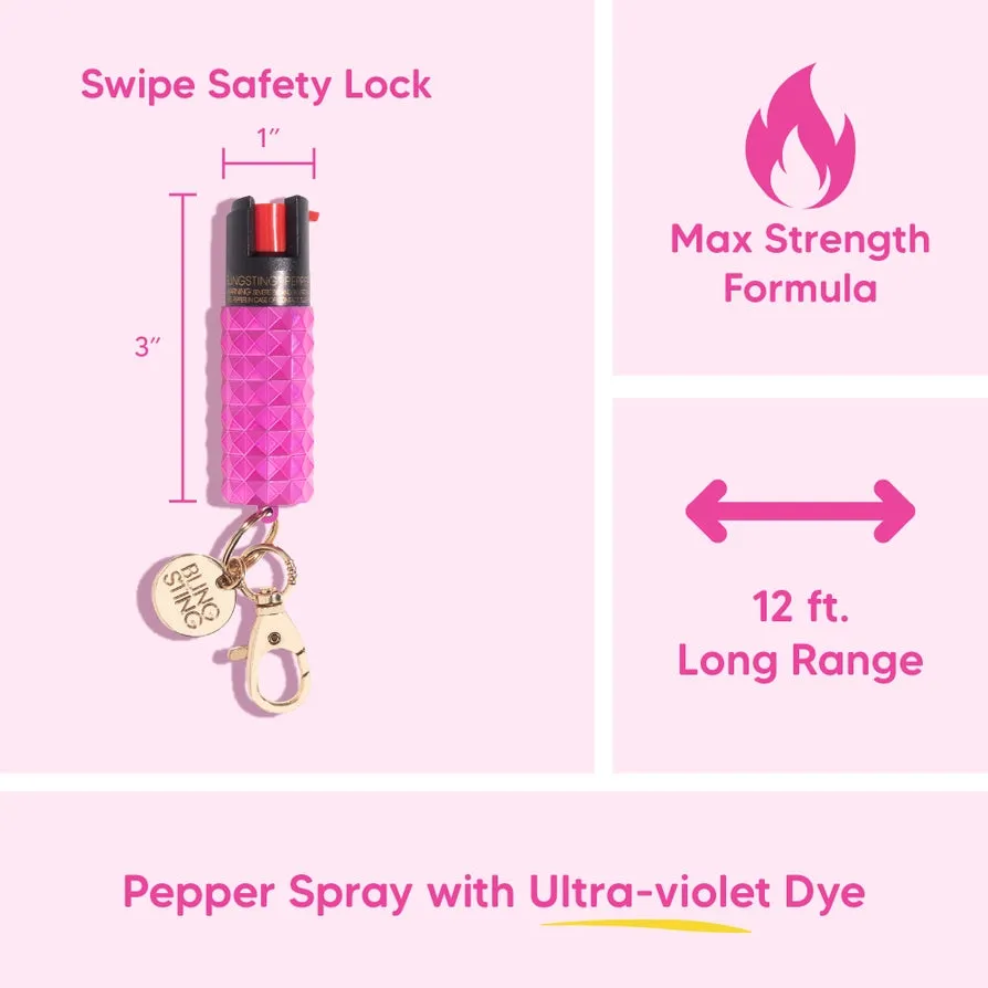 Bling Sting Metallic Studded Pepper Spray Rose Gold