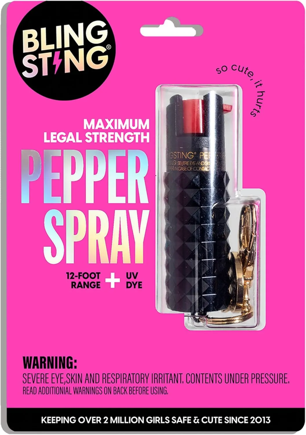 BLINGSTING BLINGSTING Pepper Spray Maximum OC Strength Self Defense Spays for Women, 12 ft Spray Range & UV Dye